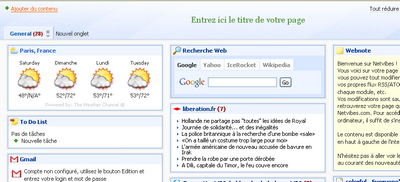 accueil de netvibes