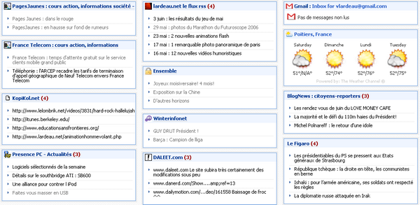accueil de netvibes apr&egrave;s